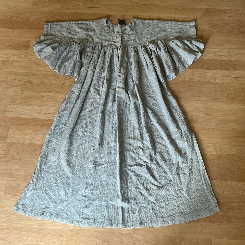 VINTAGE ZODIAC COTTON GAUZE MIDI DRESS FITS S-L